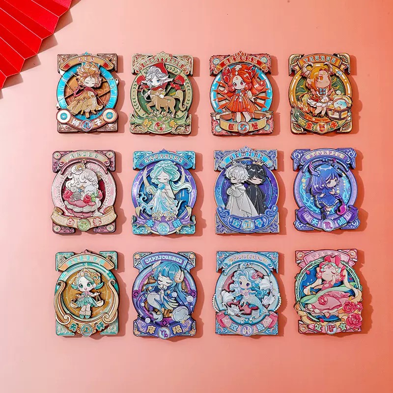 十二星座三层木质冰箱贴3D银箔款