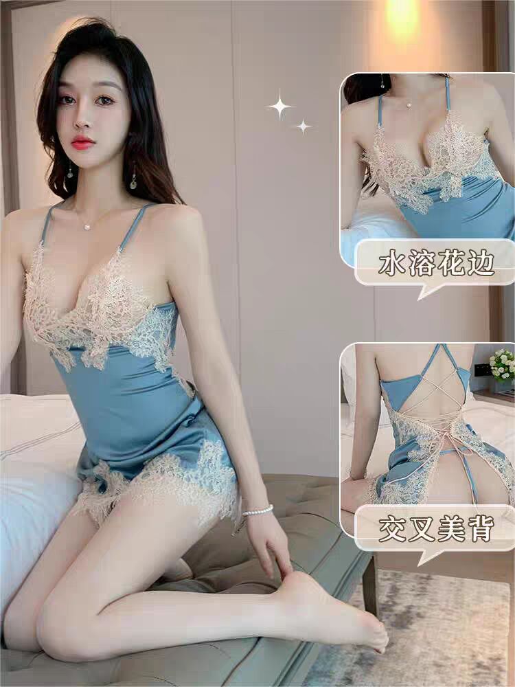 性感2025新款吊带睡裙露背显瘦蕾丝内衣套睡衣女性感约会战袍纯欲