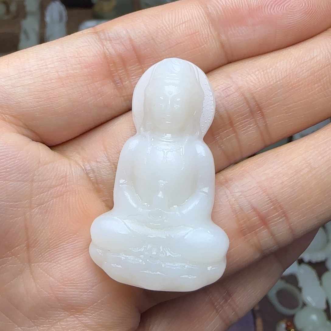 和田玉挂件未镶嵌正装观音