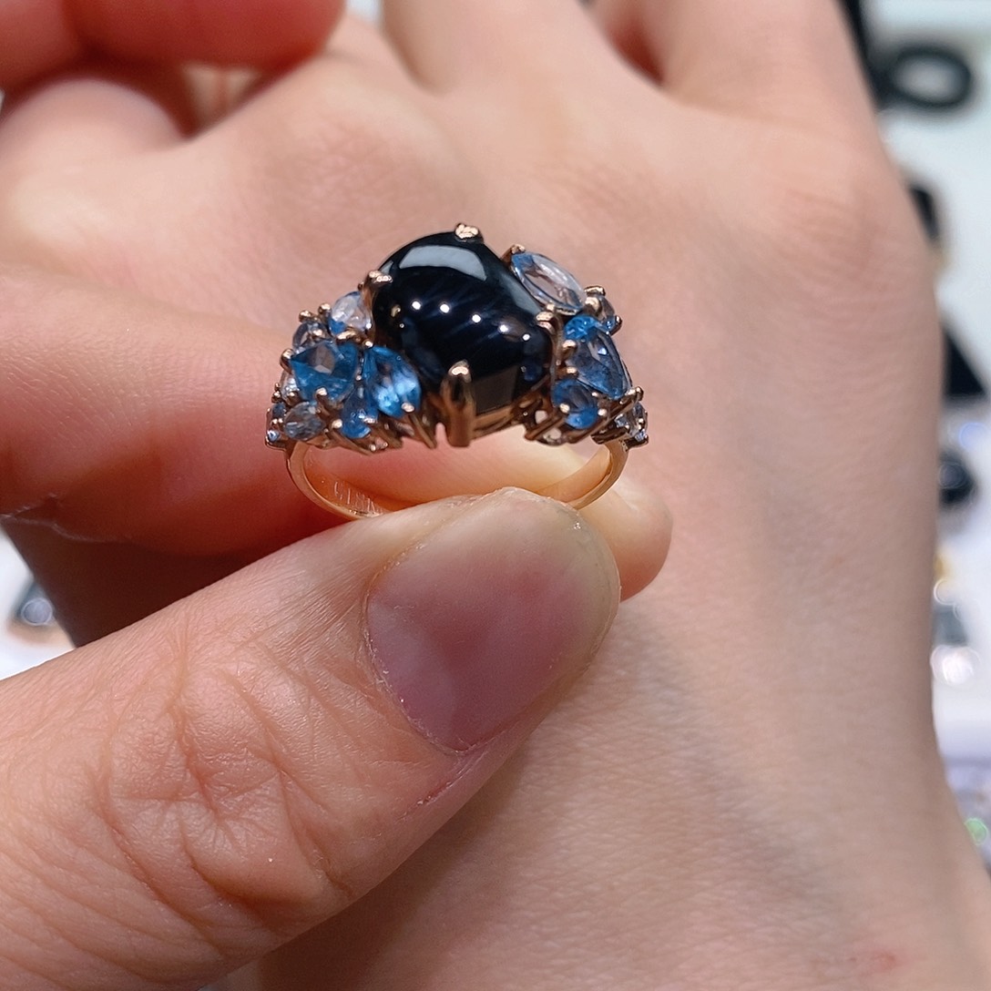 翡翠戒指14K金镶嵌戒指