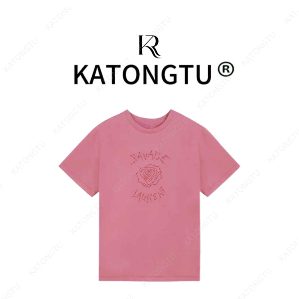 KATONGTU 【荆棘玫瑰】25新款玫瑰百搭短袖上衣  DM2504044