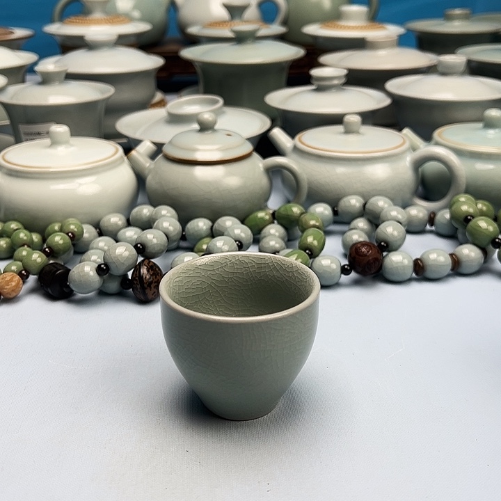 杯粉青釉鸡心杯原矿原釉原产地