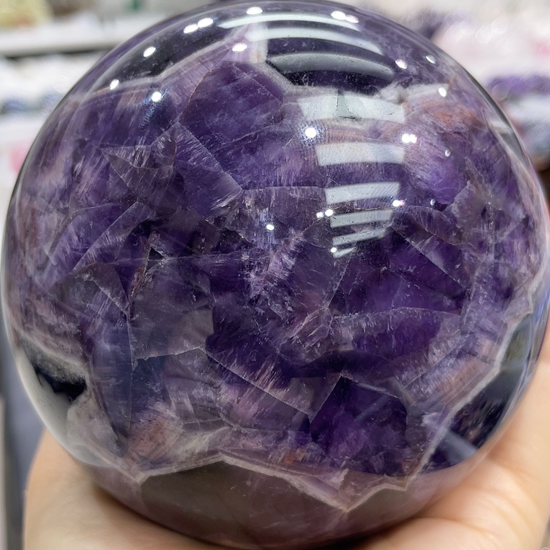 水晶珠宝半成品未镶嵌梦幻紫水晶9.8厘米