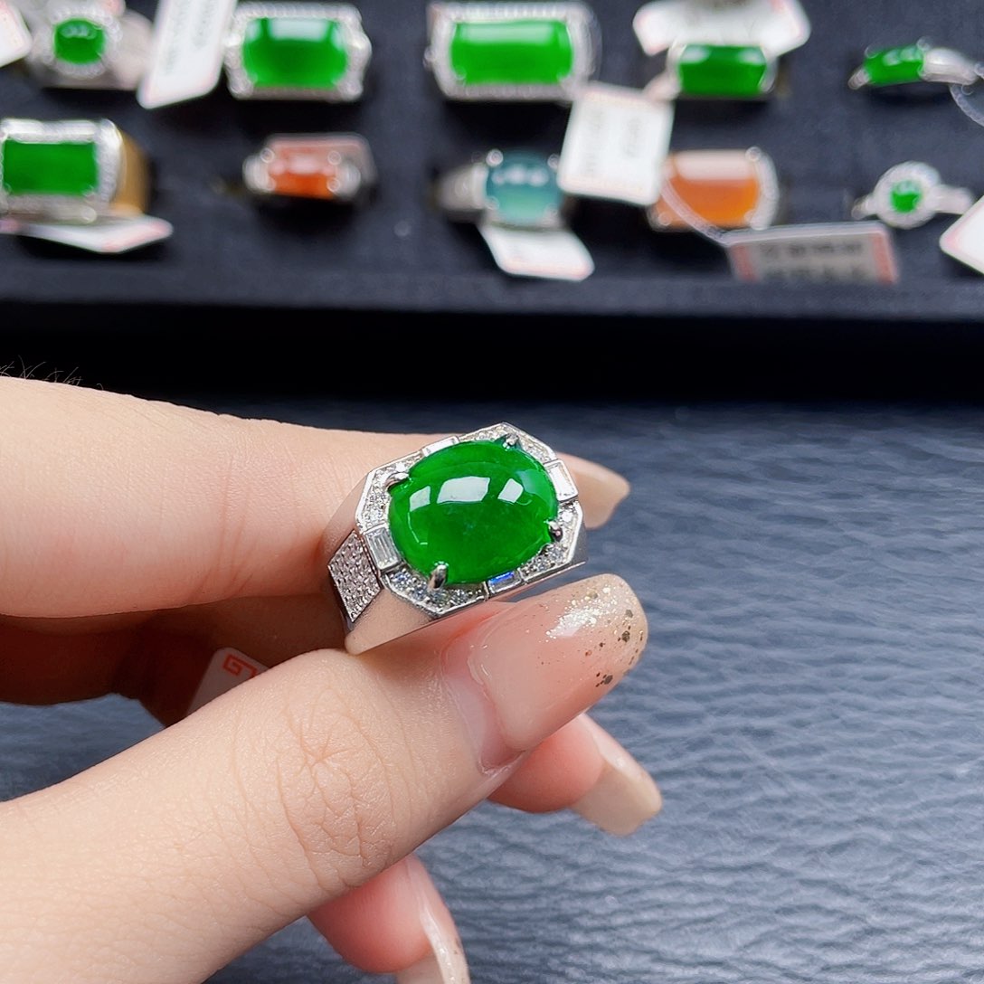 翡翠银S925镶嵌戒指编号3209 没有运费险