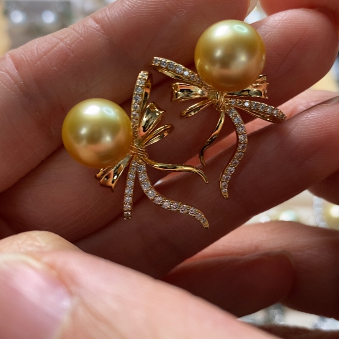 海水珍珠耳饰银S925镶嵌