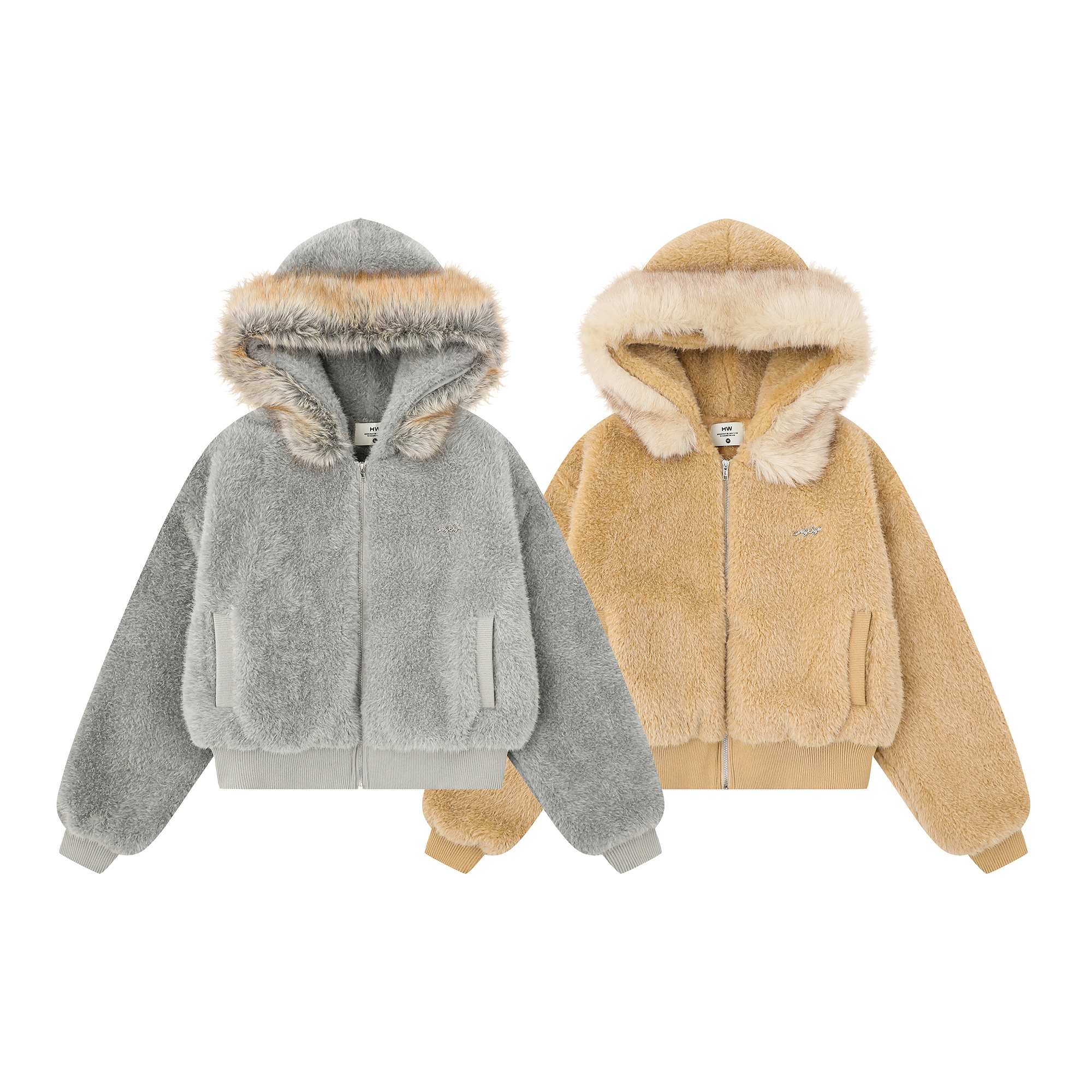 TOM潮  韩系冬季氛围感毛毛外套连帽大毛领可拆卸软糯甜美慵懒风