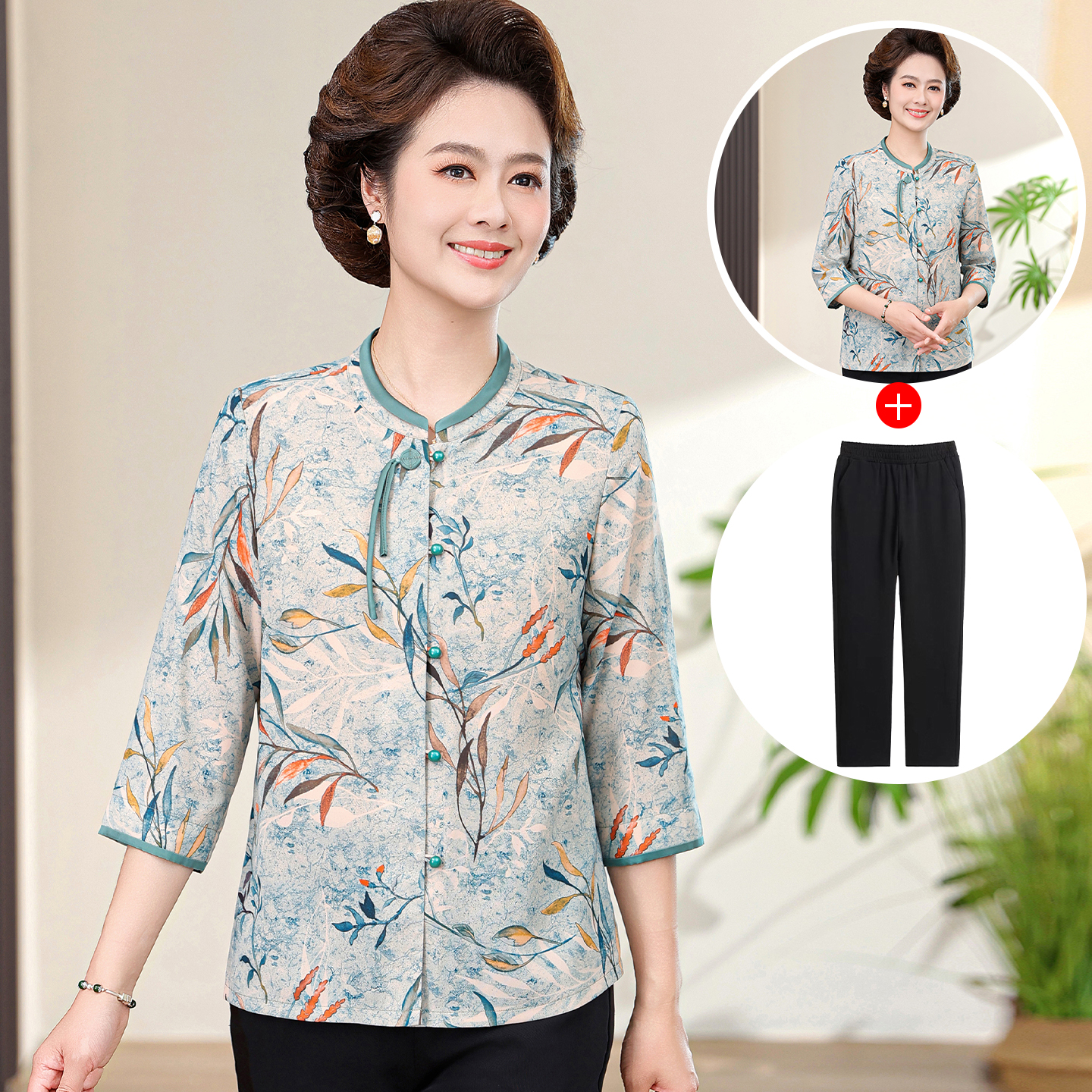 2513款七分袖洋气衬衫袖常规中老年女装夏季休闲风薄款衬衣气质