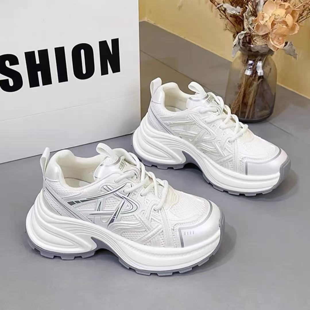 C9001  米色   时尚休闲鞋 圆头厚底轻便外穿运动老爹鞋