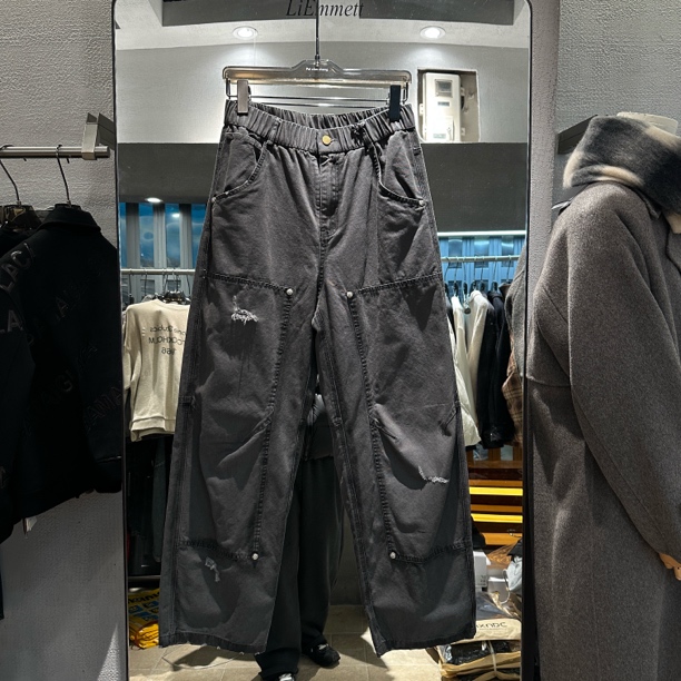 Sufeng复古炒色洗水伐木100棉休闲裤083