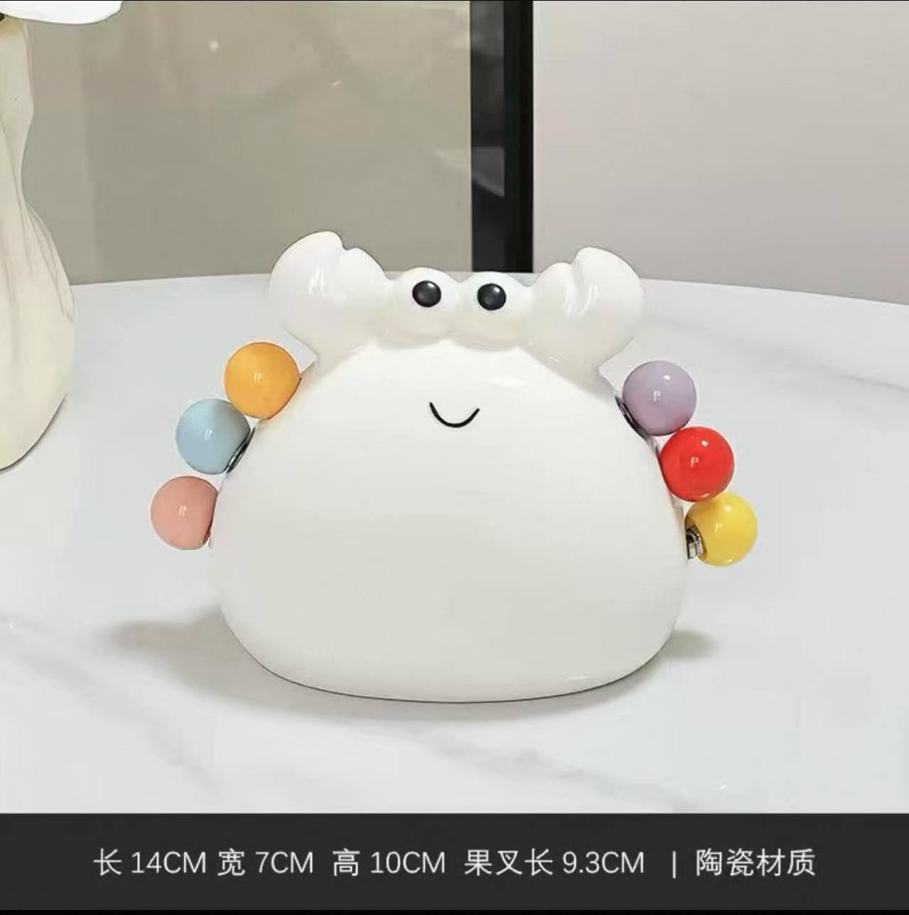 T405螃蟹水果叉甜品可爱不锈钢小叉白色小螃蟹+6色果叉