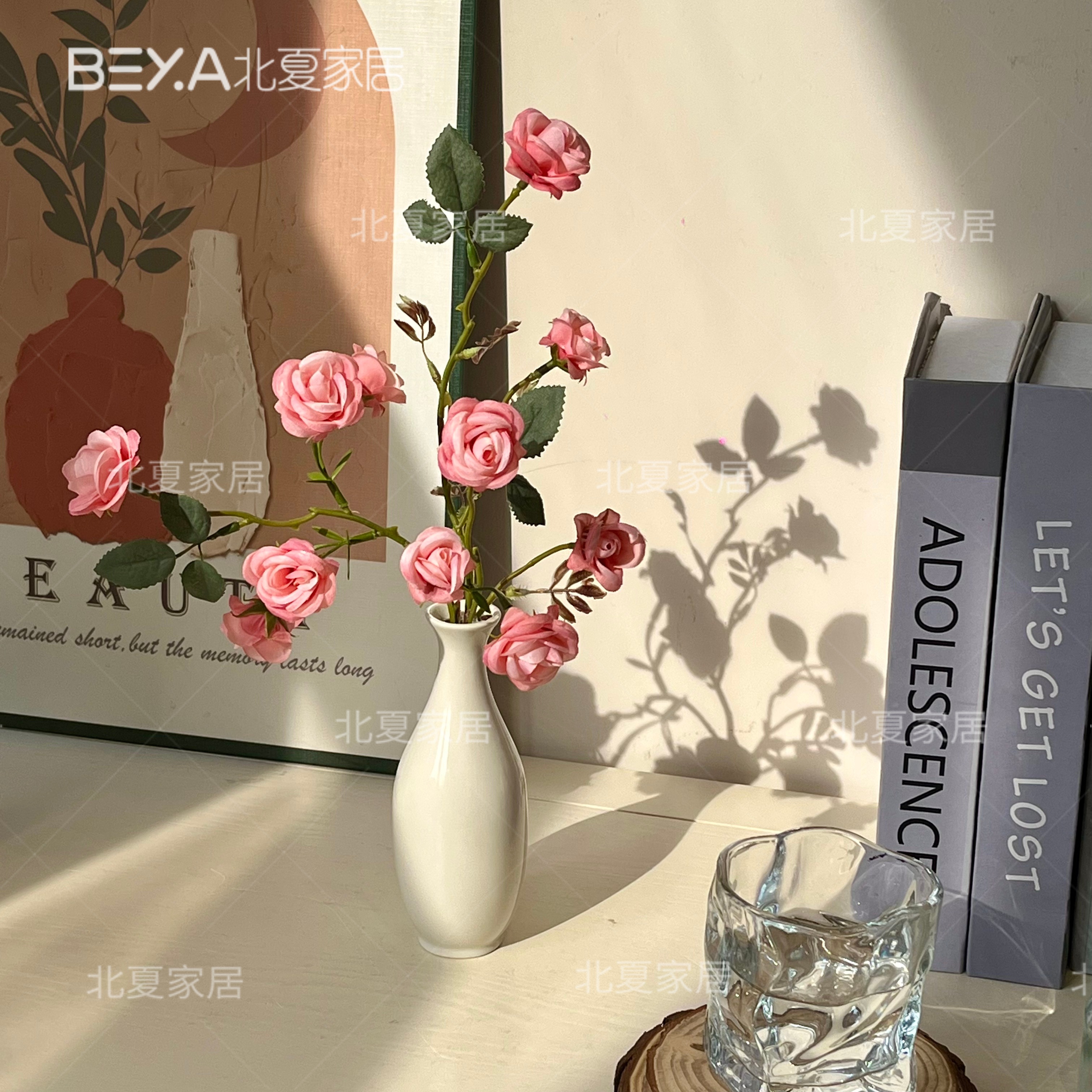 多头小卷边玫瑰仿真花餐桌花摆花手捧花假花花束摆件装饰花艺摆件