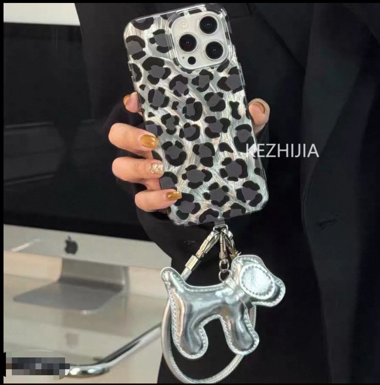 ins风豹纹小马挂件手绳适用苹果16promax手机壳iPhone15/14女款13