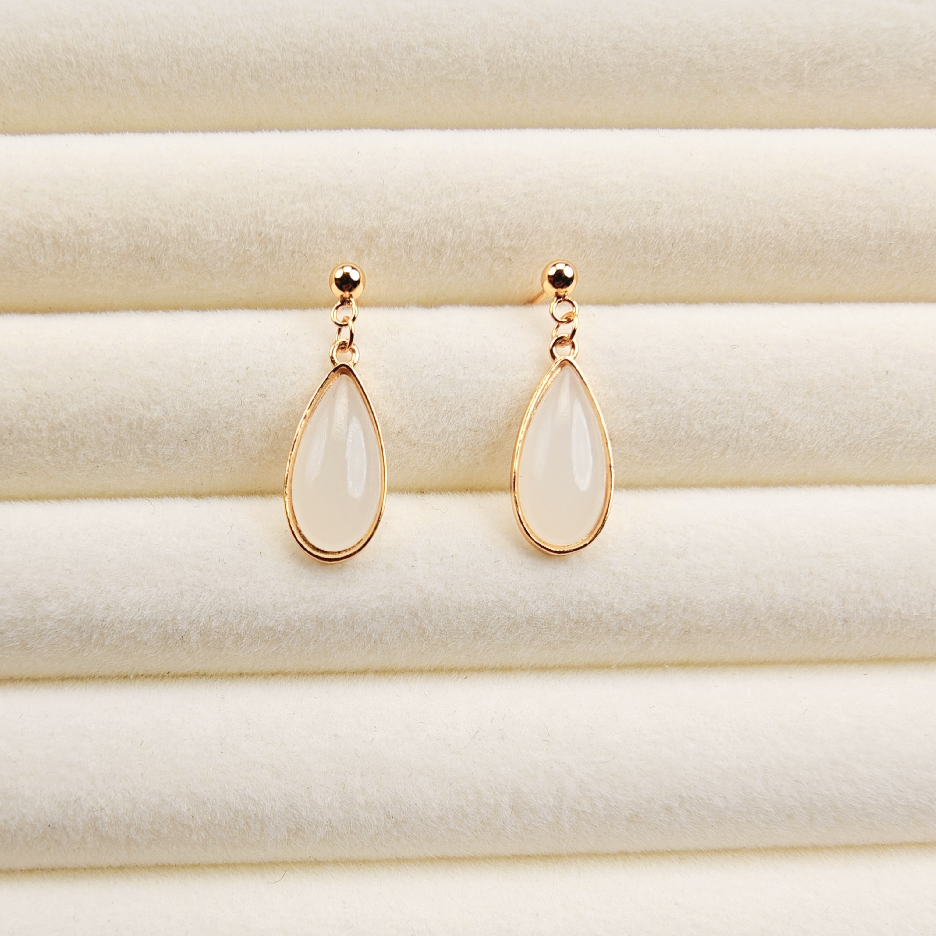 S925银和田玉水滴耳饰耳钉精美百搭耳环耳坠