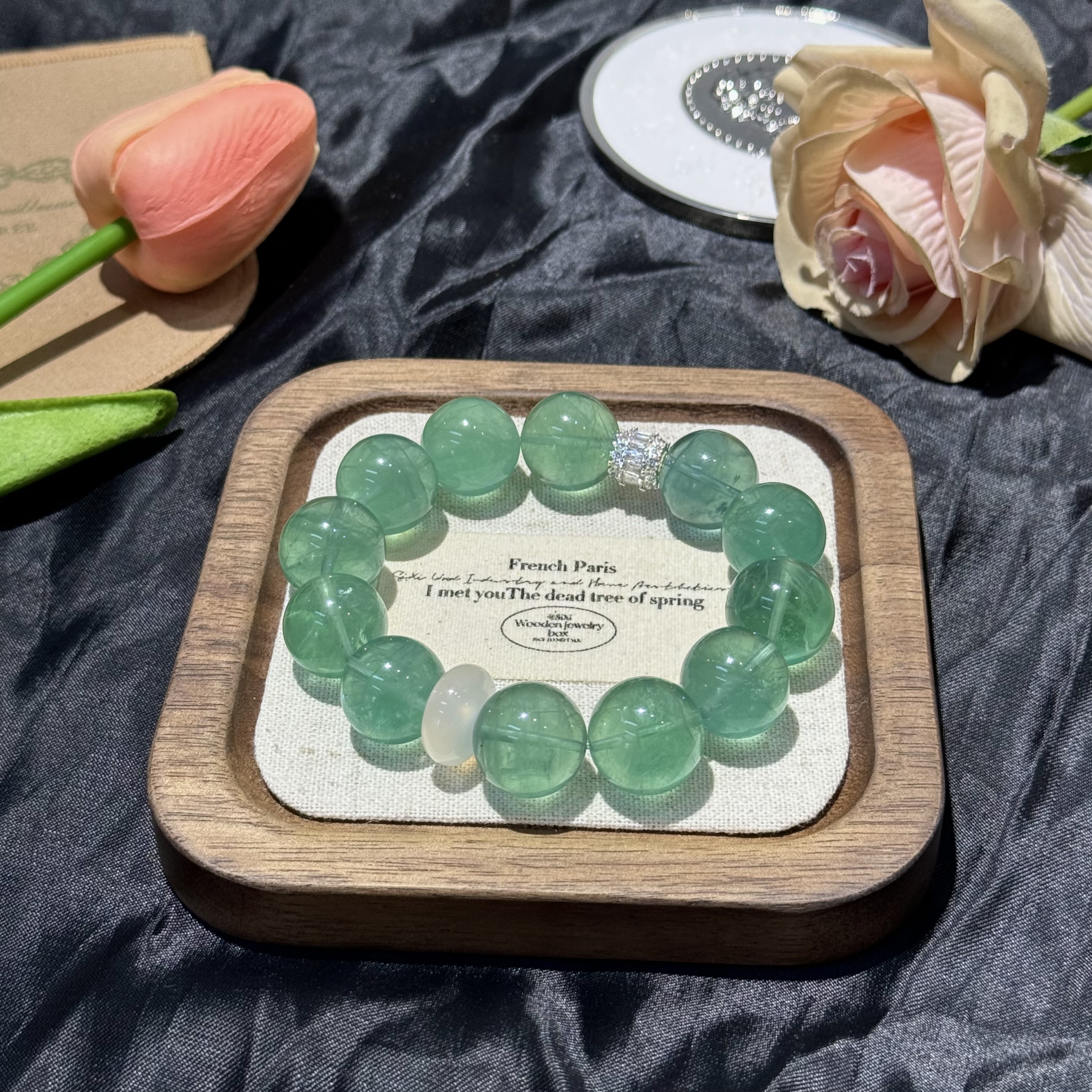 绿萤石玉髓平安扣手串手链 多样性发其一Z346