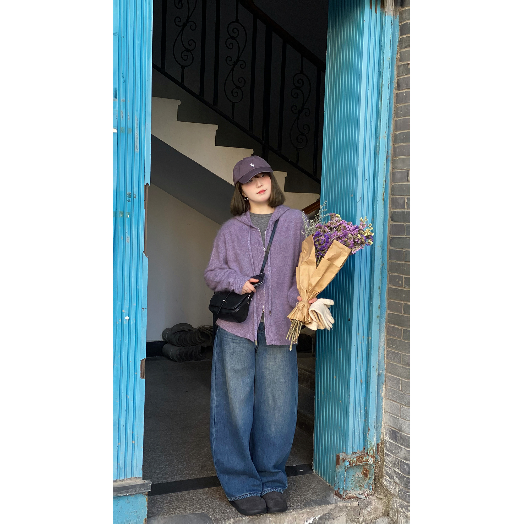 zhukele 连帽拉链绵羊 毛开衫