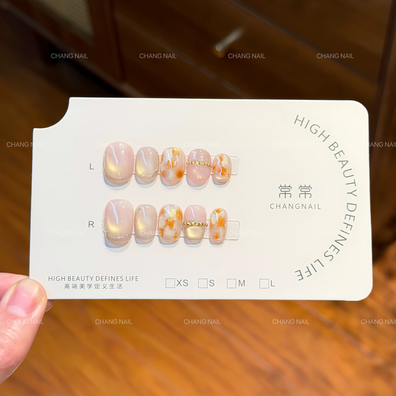 织金玉瑶-Translucent Jade-纯手工穿戴甲清透猫眼渲染色 10片装