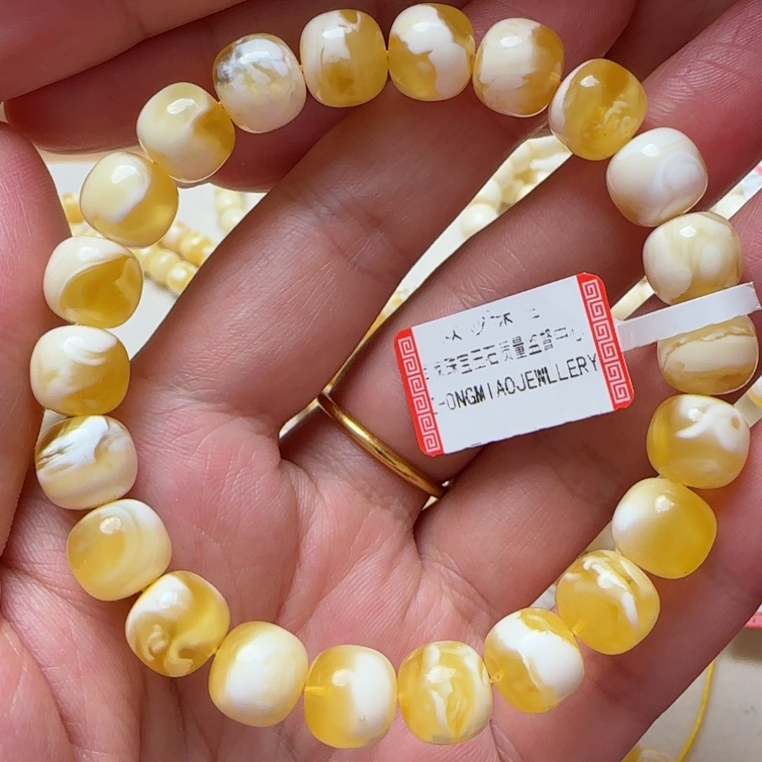 琥珀手链未镶嵌10m金瓷白老型手串