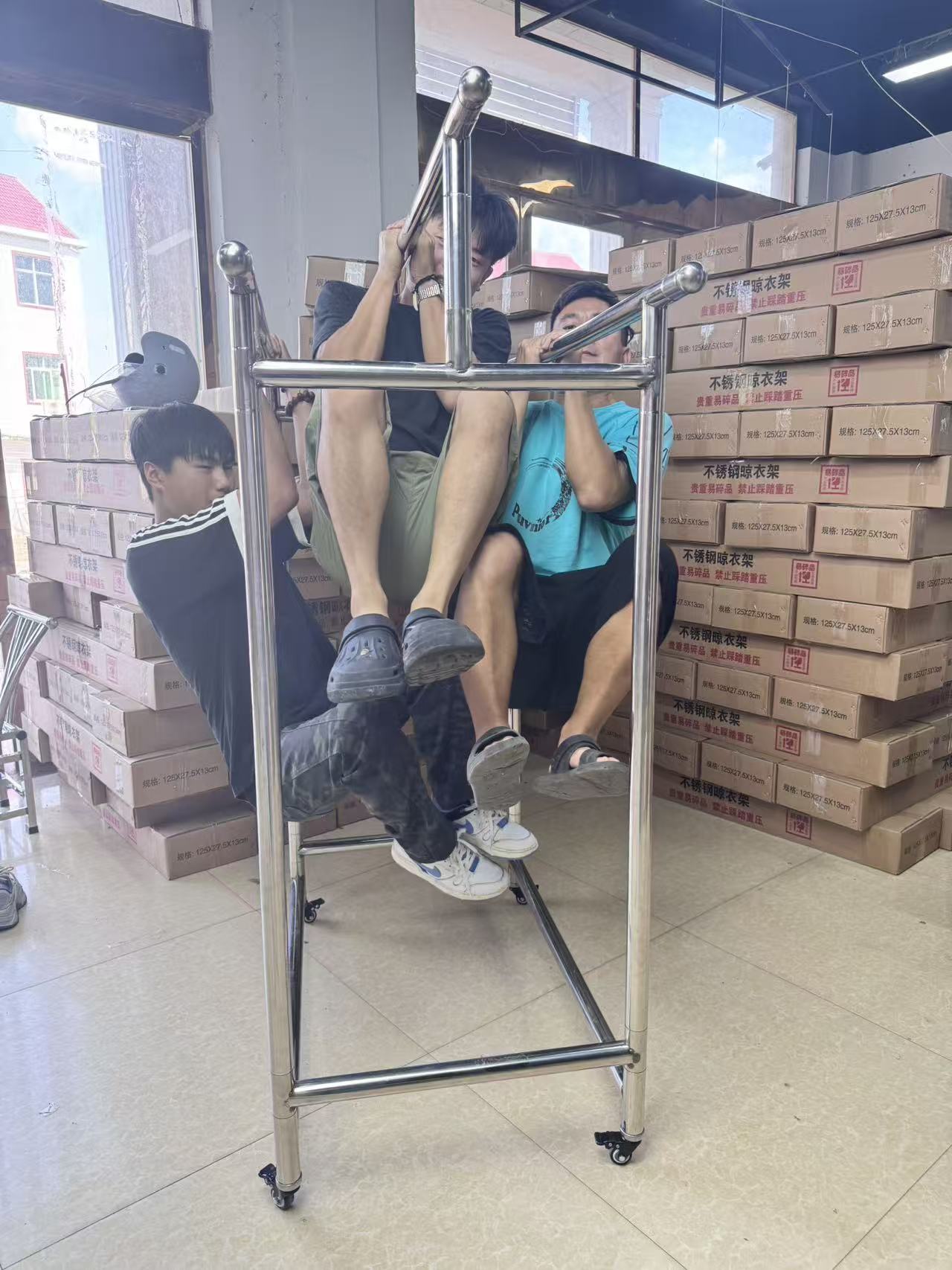 304不锈钢（直边满焊）加粗加厚不锈钢多功能晾衣架，可伸缩可折叠