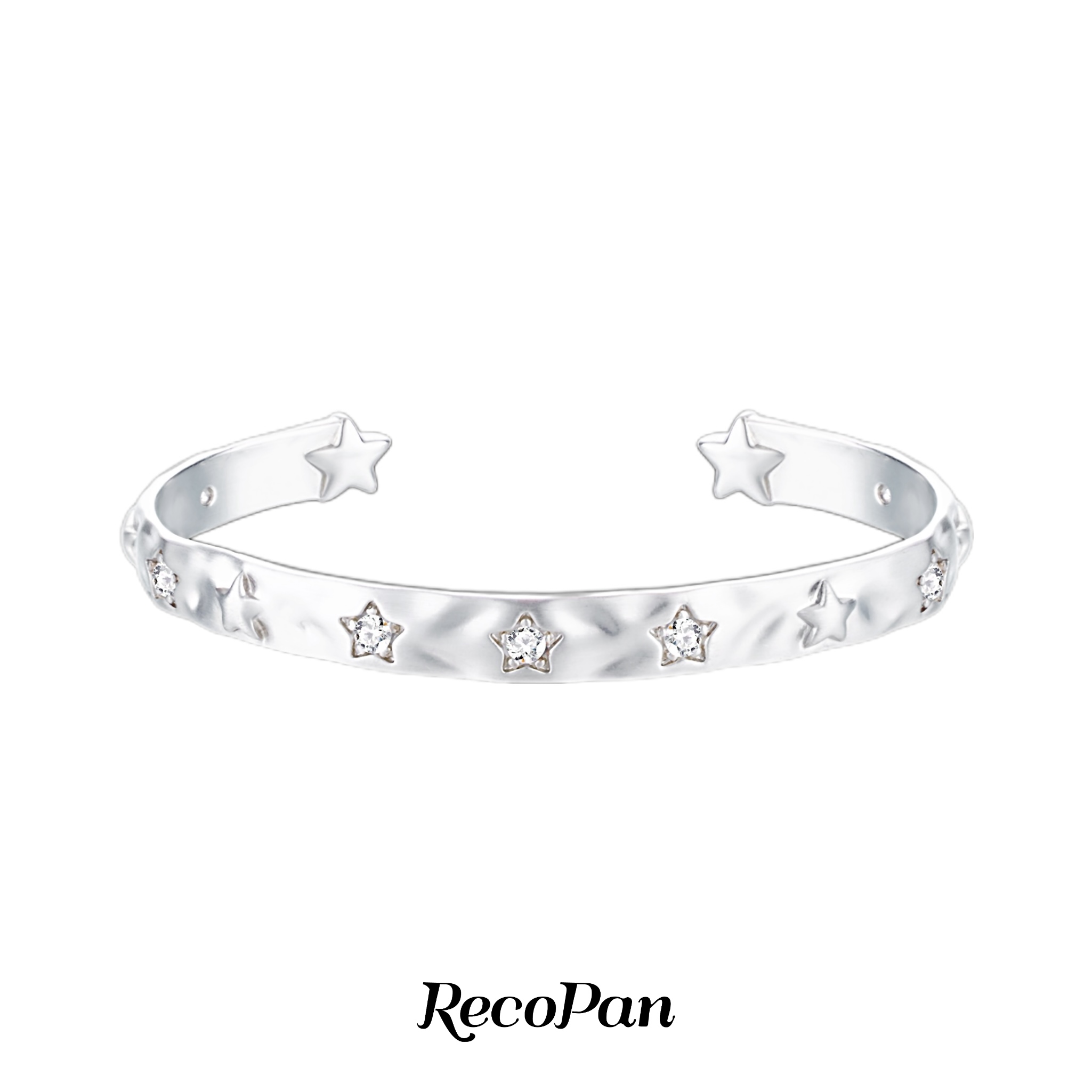 RECOPAN STAY MEDIOCRE 合金手镯 星星派对原创镀真白金拉丝手镯