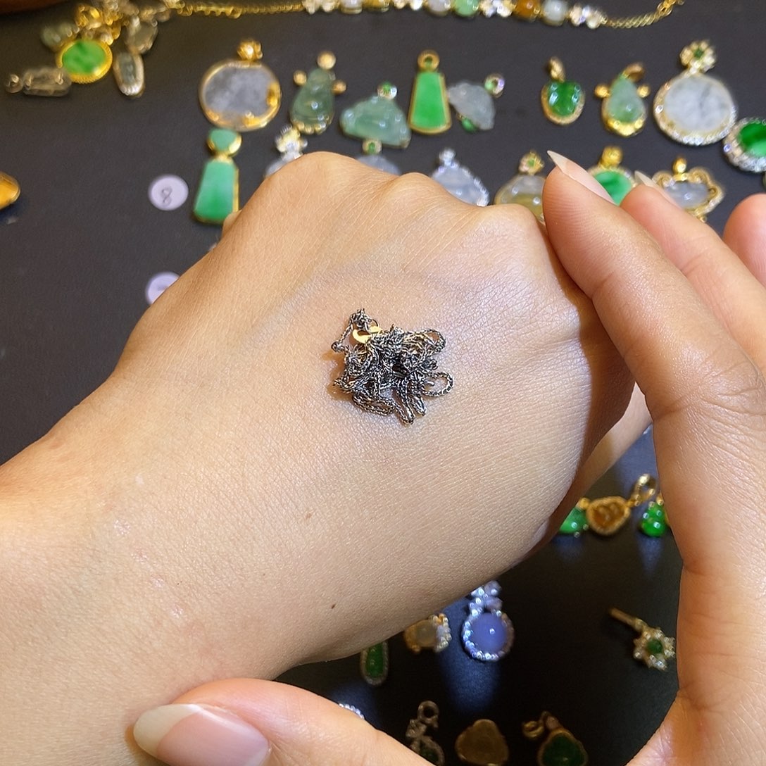 翡翠银S925镶嵌吊坠(不含链)