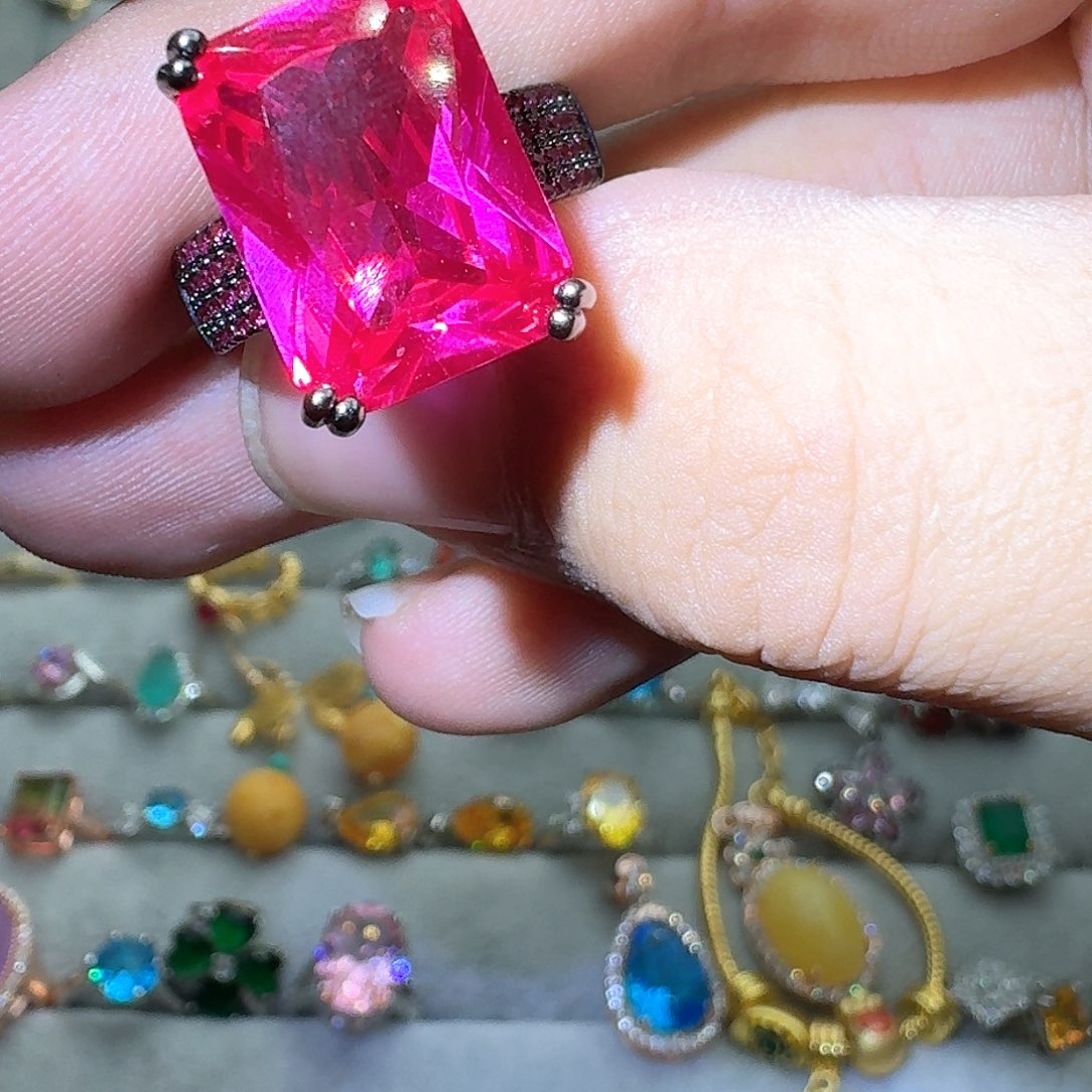 绿水晶戒指银S925镶嵌