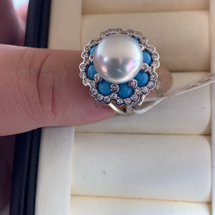 银S925镶嵌戒指海水珍珠