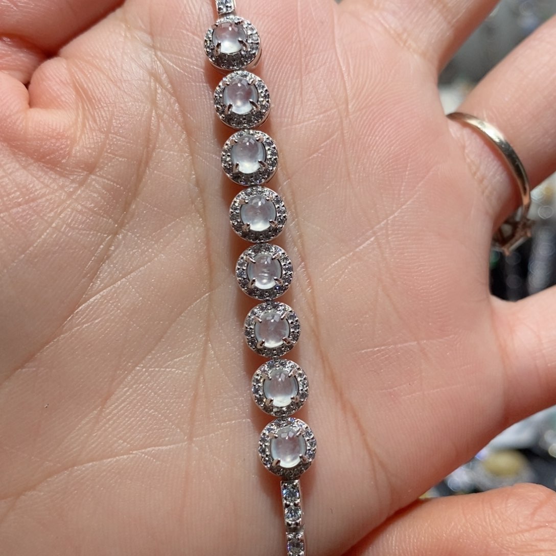 翡翠手链银S925镶嵌c c c