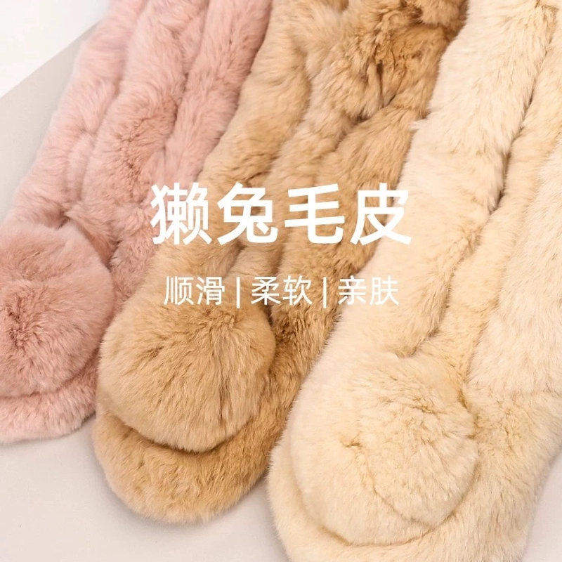 【桃桃专属】海宁新款围巾女冬季獭免毛围脖韩版保暖围巾