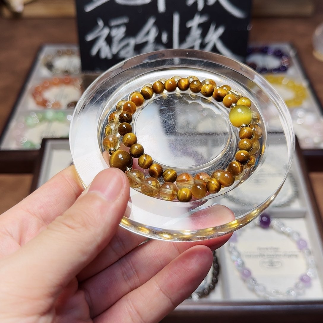 水晶手链合金虎眼石➕黄塔晶