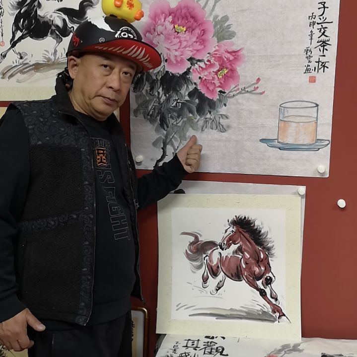 君子一言牡丹图书画作品