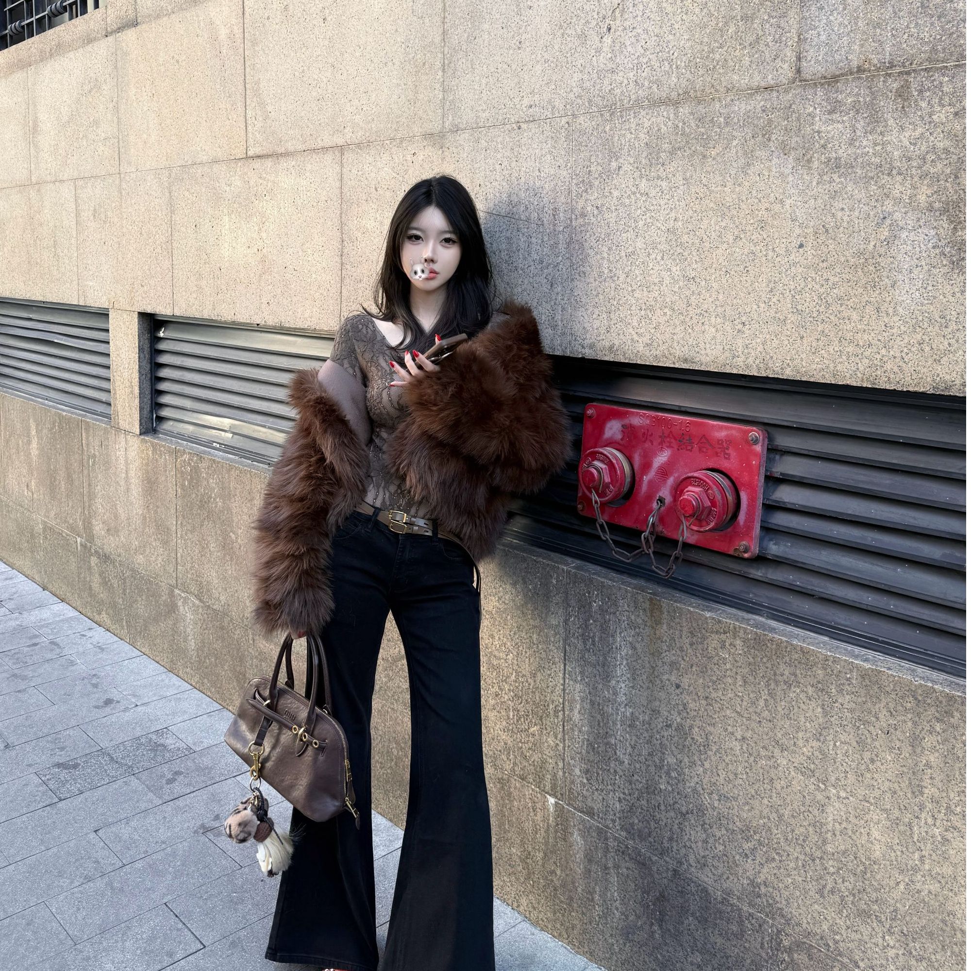 Laareetoo 美式微喇白色牛仔裤女新款宽松显瘦直筒阔腿裤休闲长裤