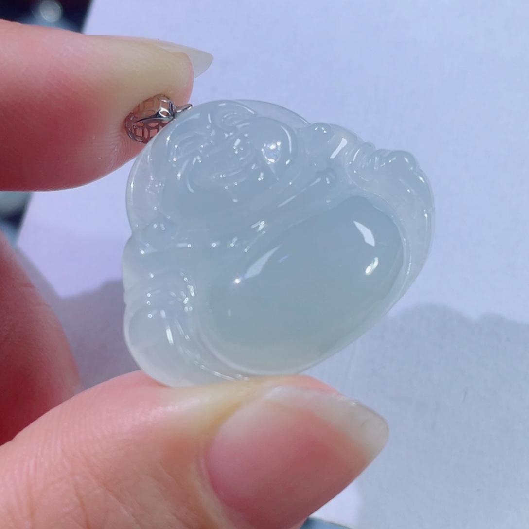 翡翠颈饰18K金镶嵌佛公