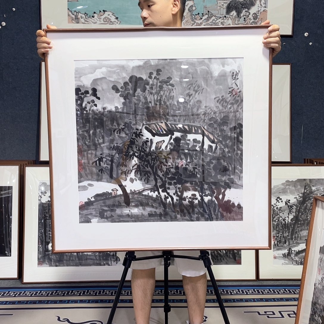 国画手绘画作品带框80/80