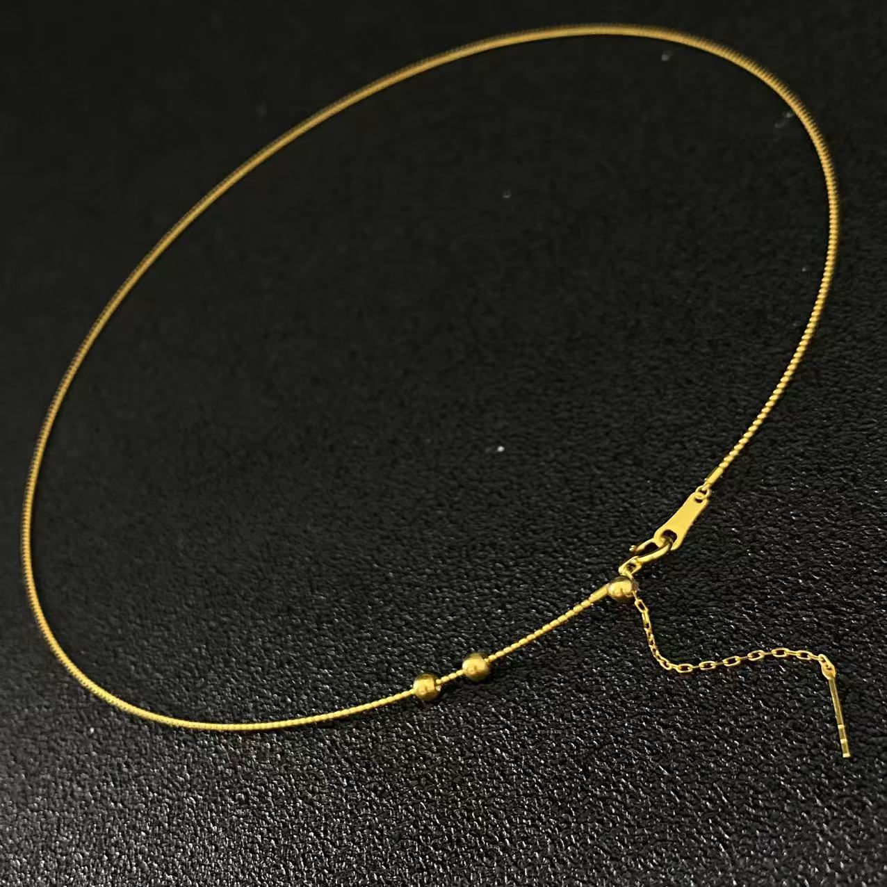 【媛媛】18K金万能弹力针式项圈配件送2颗定位金珠40+3cm以内调节