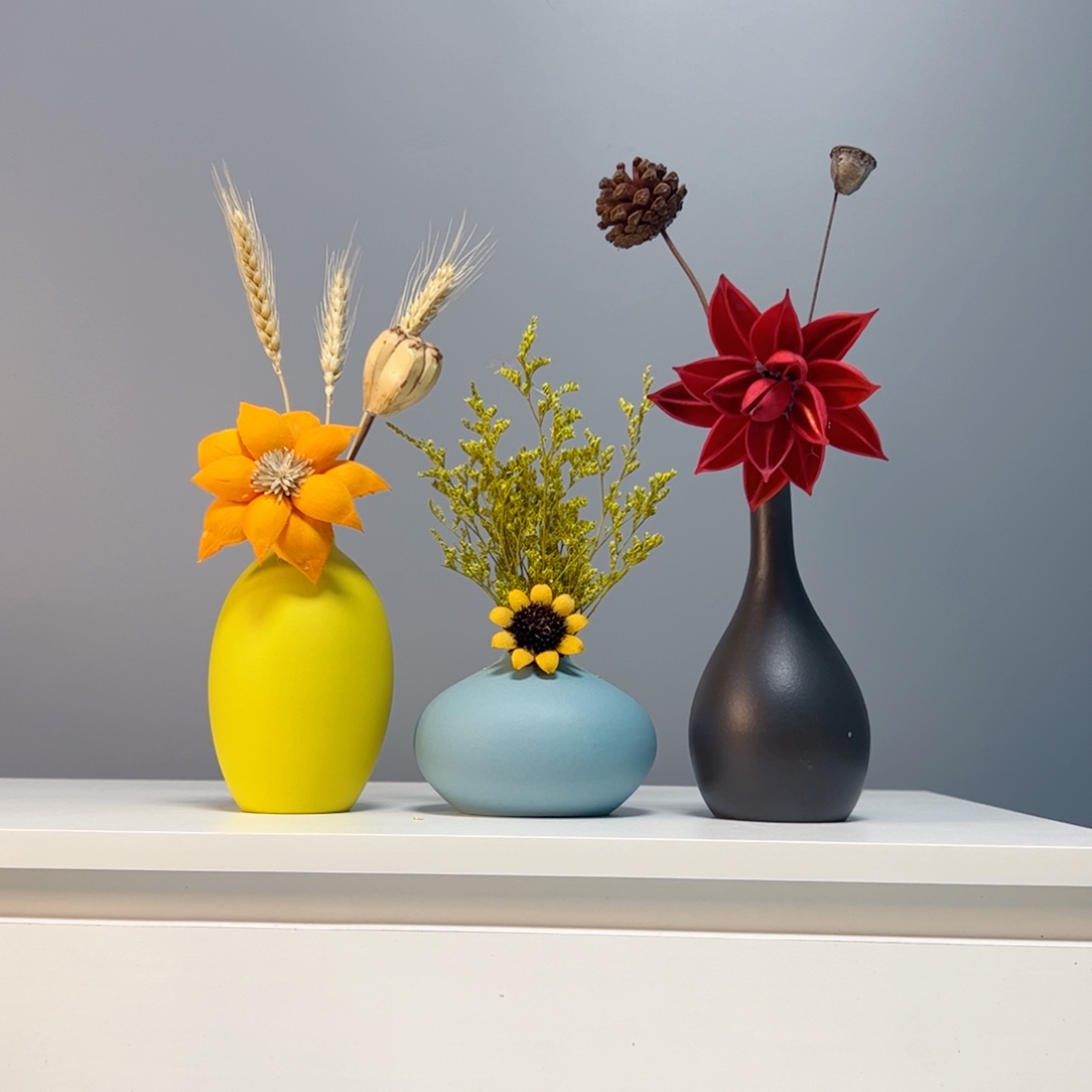 瓷片景德镇手作陶瓷花瓶摆件无孔