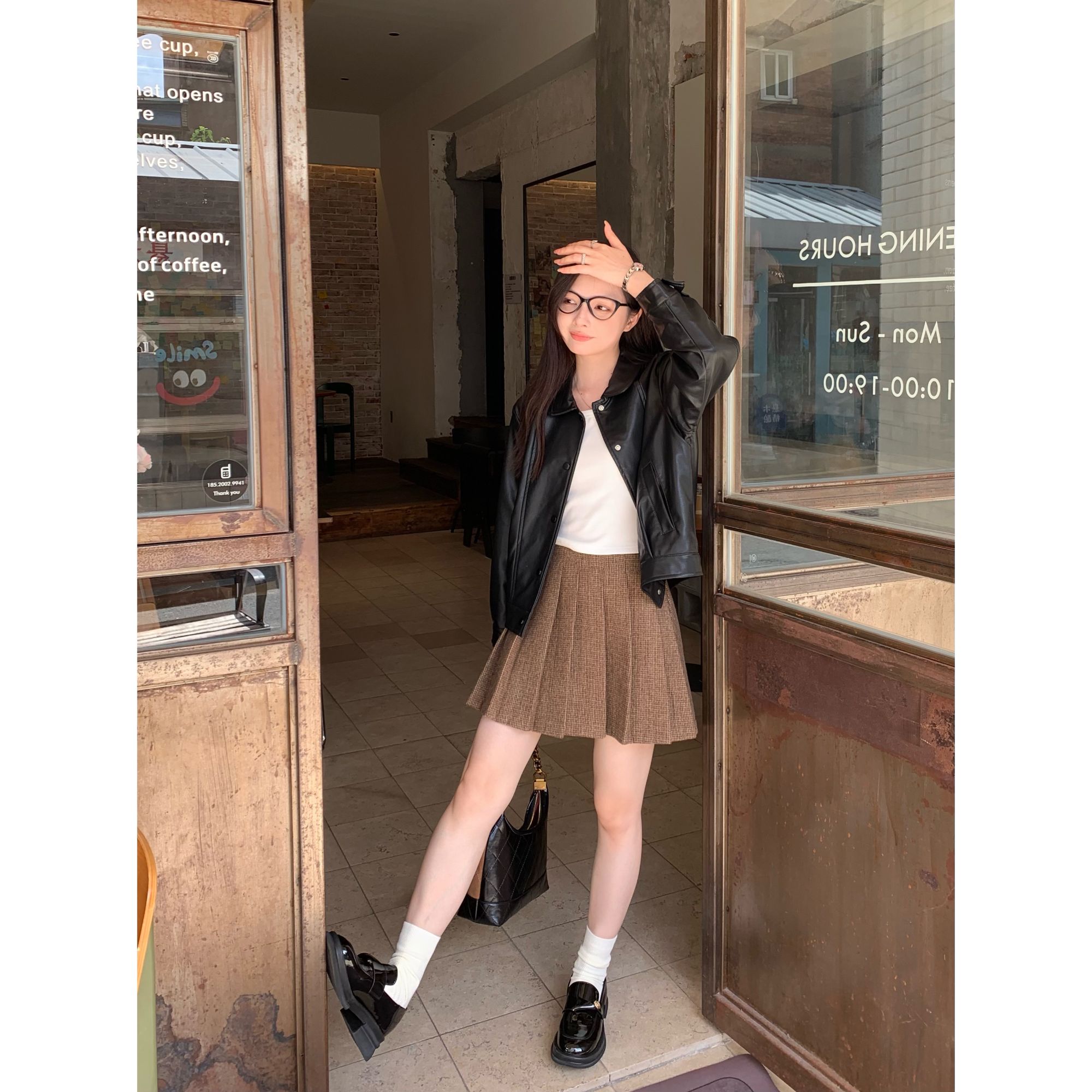 YO定制秋冬气质百搭羊毛百褶裙韩系复古高腰毛呢A字短裙半身裙子