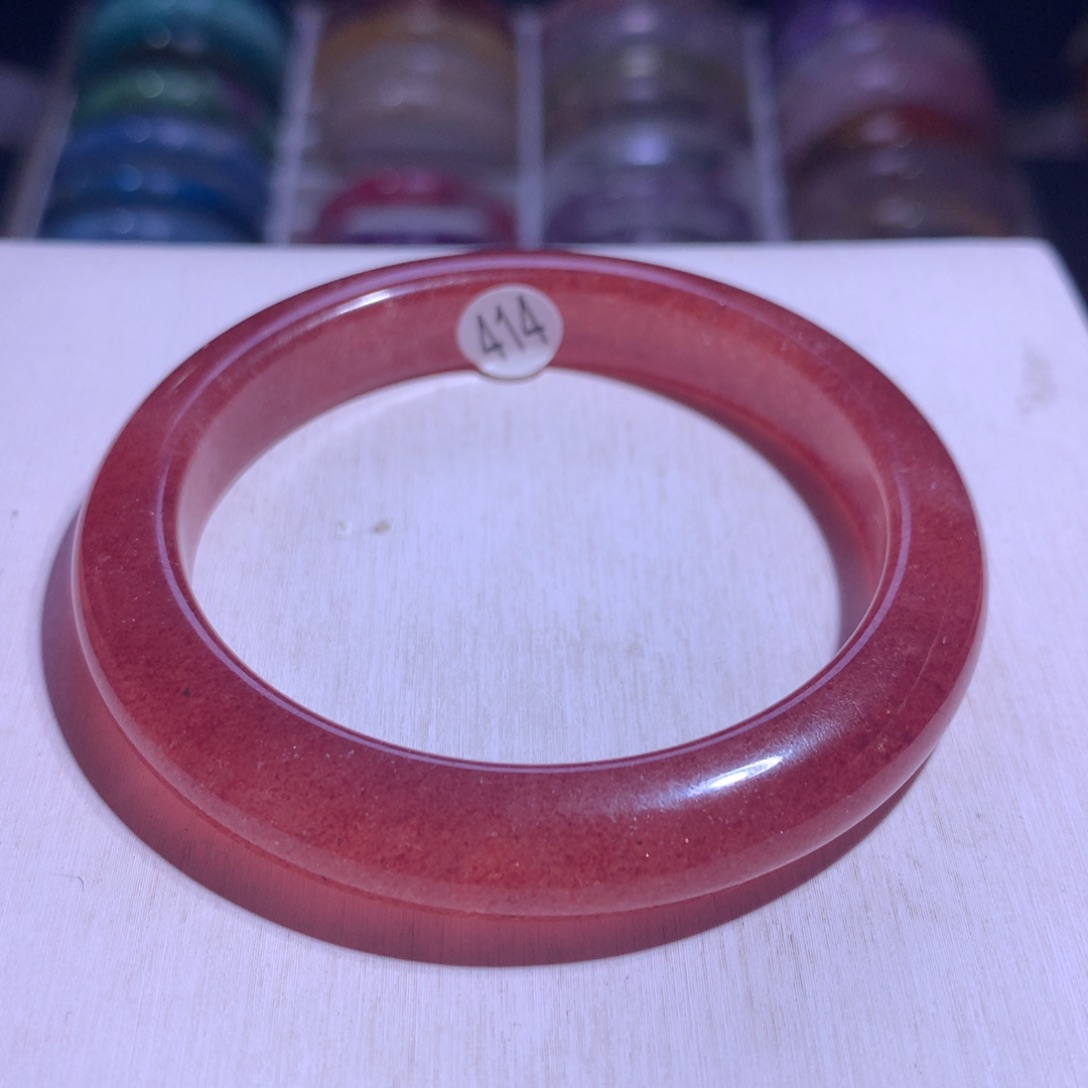 水晶银S925镶嵌手镯鸽血红草莓57.5圈414