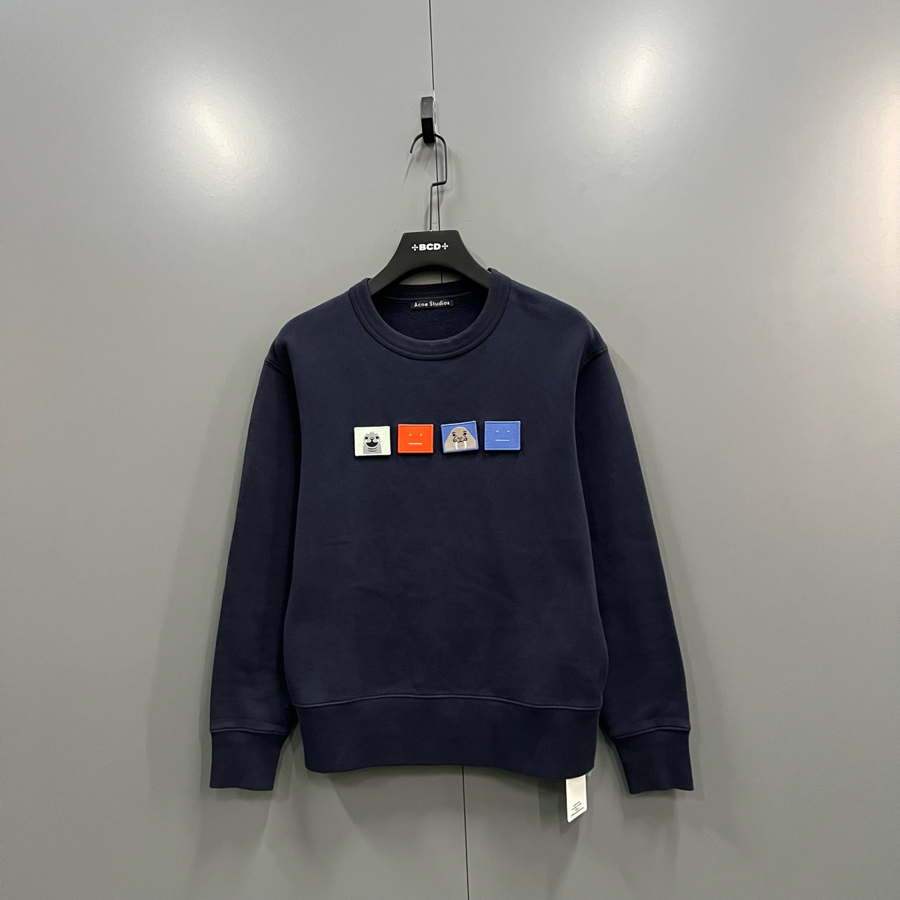 95新 Acne studio （jp）305 藏青色卡通徽标卫衣 XS码