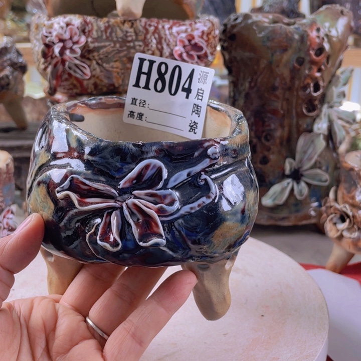 紫砂花盆景德镇陶瓷804