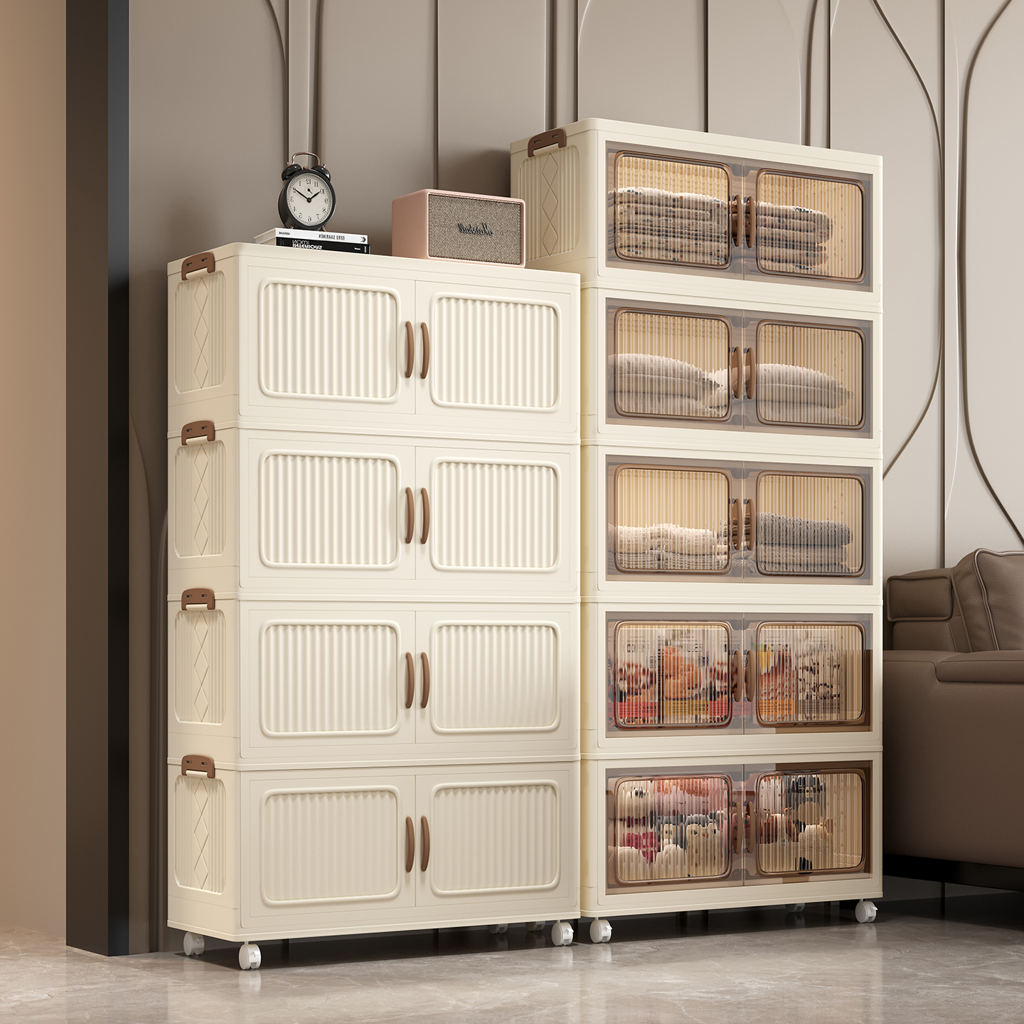 【80面宽】收纳柜家具可折叠日用阳台儿童高级客厅收纳衣柜卧室