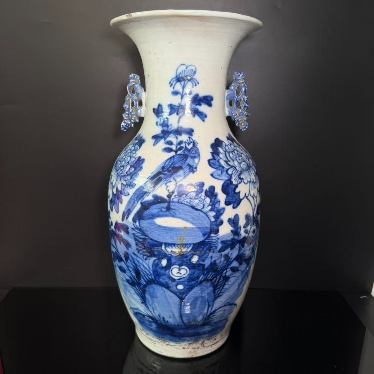 Lot58-青花双耳瓶-清年制款高43cm直径18-BJ11190028001077
