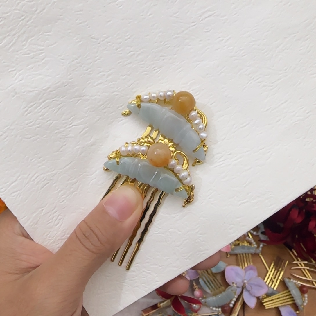 醋酸铁合金翡翠珍珠发梳
