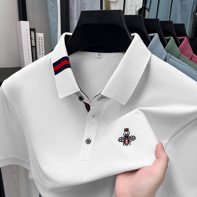 短袖t恤男夏季新品轻熟休闲中年男士吸汗透气翻领刺绣男款polo衫