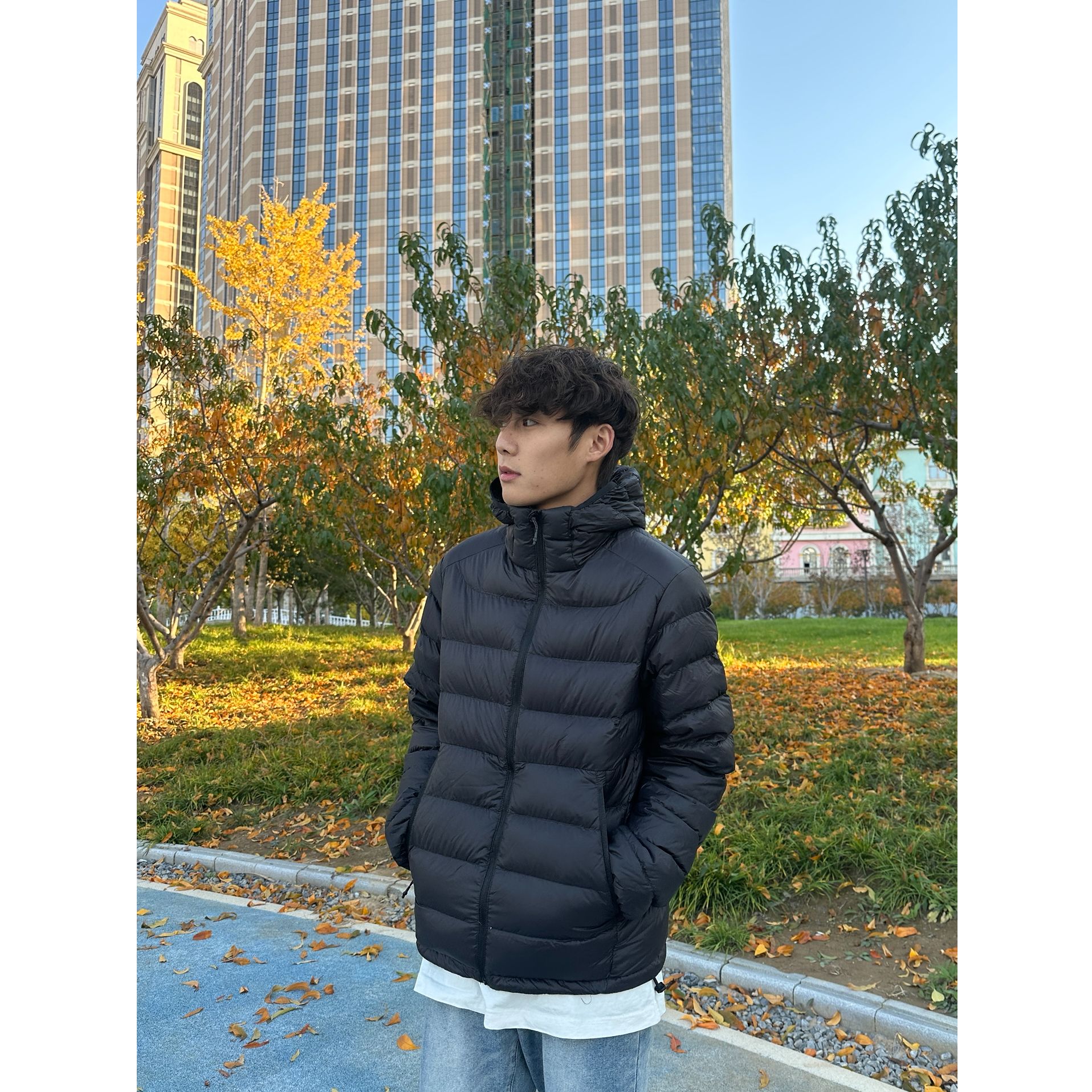 【西博】‘甲胄’排骨羽绒服高蓬90白鸭绒防风防水轻量化连帽羽绒服男