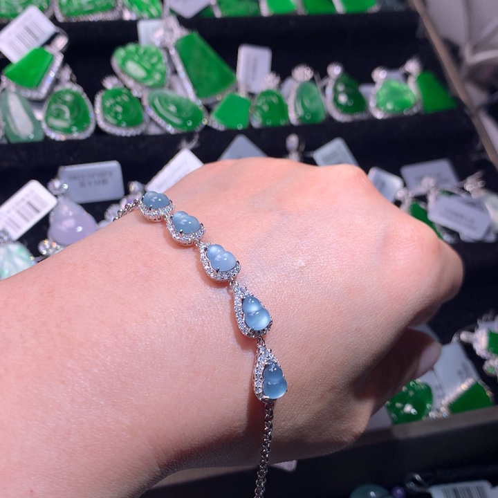 【闪购商品】银S925镶嵌手链翡翠橘****）天然翡翠