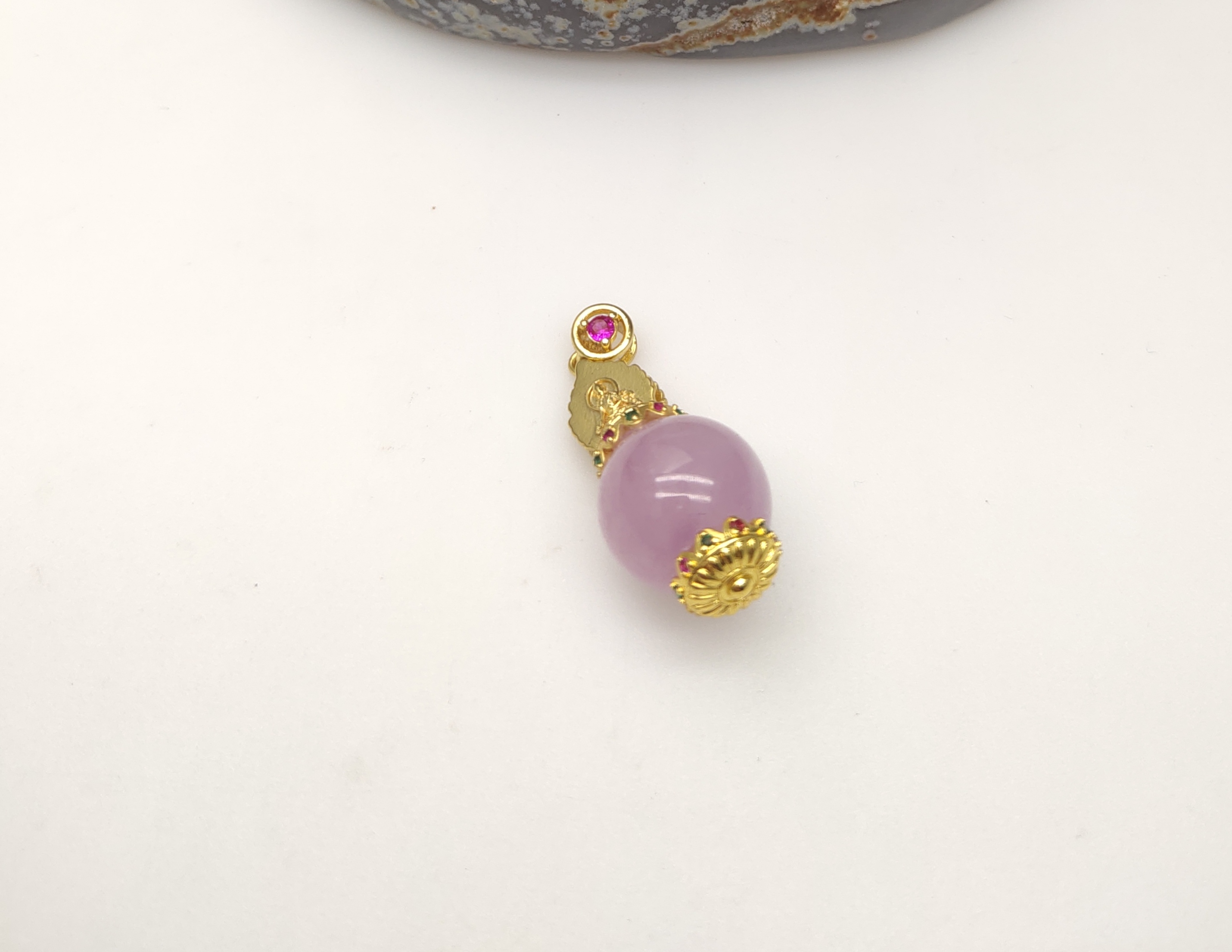 15mm 紫锂辉 圆珠设计款吊坠 珠宝