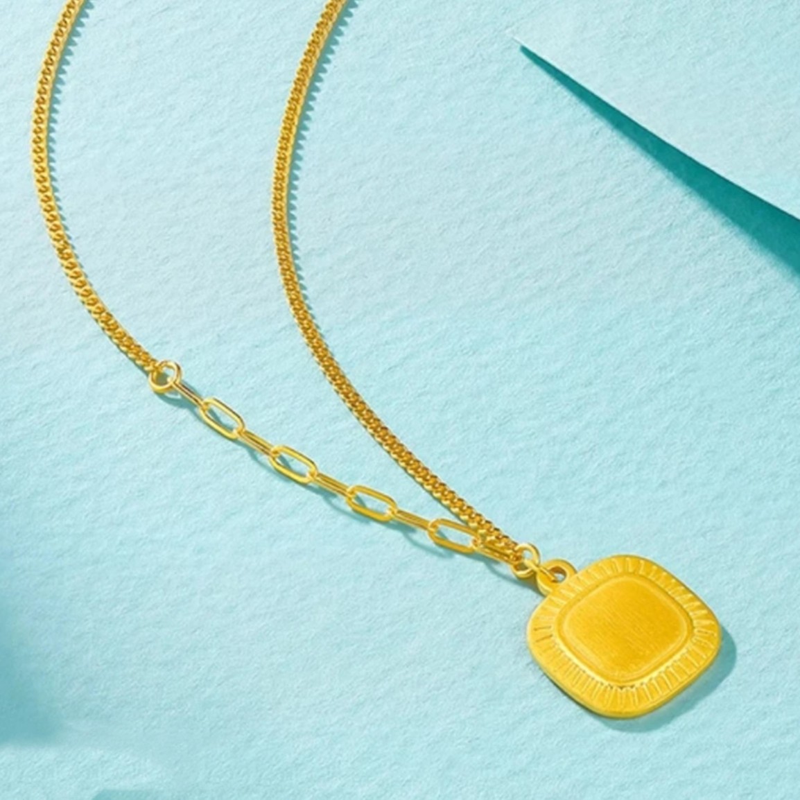 足金999 5G黄金流金岁月项链套链轻奢百搭女神礼物