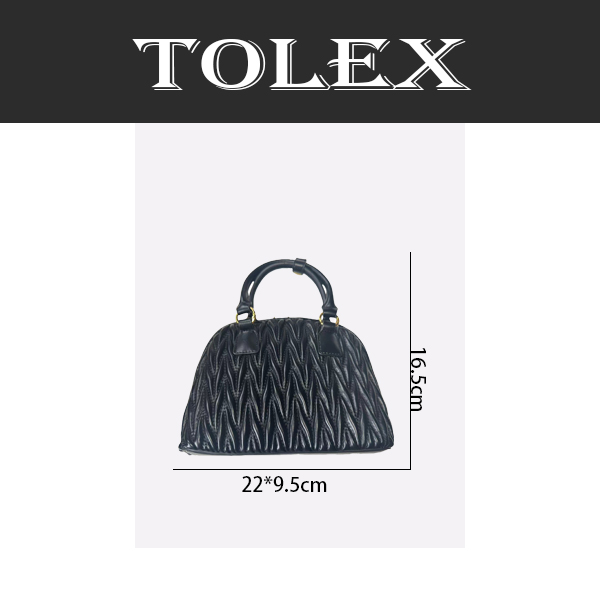 TOLEX2025新款手工时尚百搭女包贝褶皱黑色