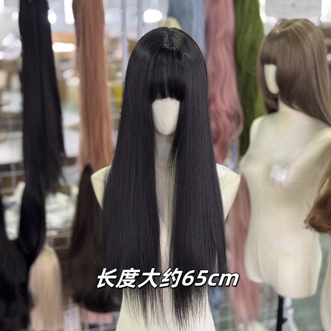 富江齐刘海假发女全头套张元英同款黑长直仿真日常假发女款全头套