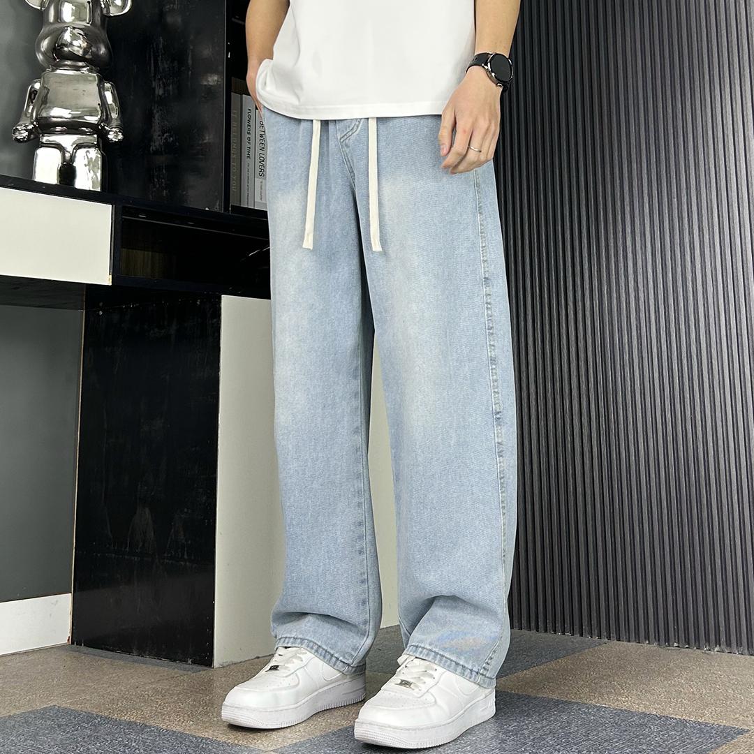 浅色牛仔裤男款夏季新款宽松直筒裤子潮流男生百搭阔腿裤